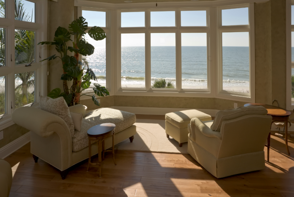 living room with sea view
