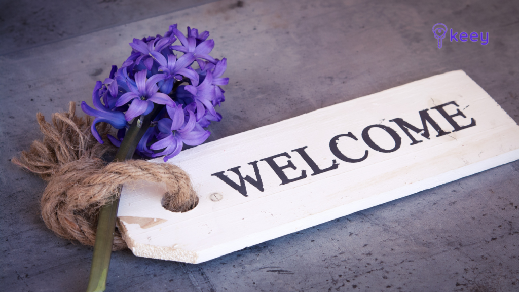 floral welcome sign